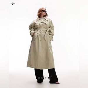 NWOT Topshop Curve washed longline trench coat in stone